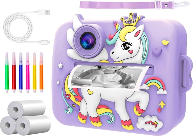 Kinder-instantcamera Renew Force met thermische print, Full HD en 32GB-kaart + 3 rollen papier - 1 stuk