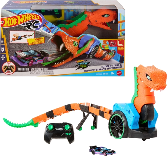 Hot Wheels RC mechanische slang Slither n' Strike met autootjeslanceerder en 1:64 autootje