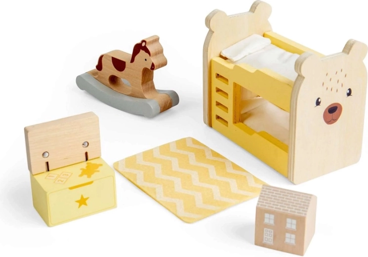 Houten meubelset voor poppenhuis – kinderkamer BIGJIGS TOYS