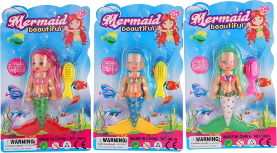 Zeemeermin met lang haar en glanzende jurk