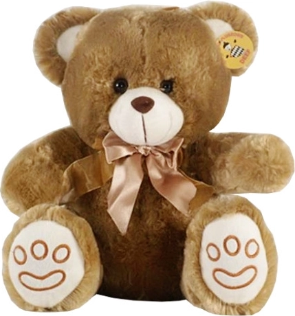Grote lichtbruine pluchen teddybeer met satijnen strik 27 cm