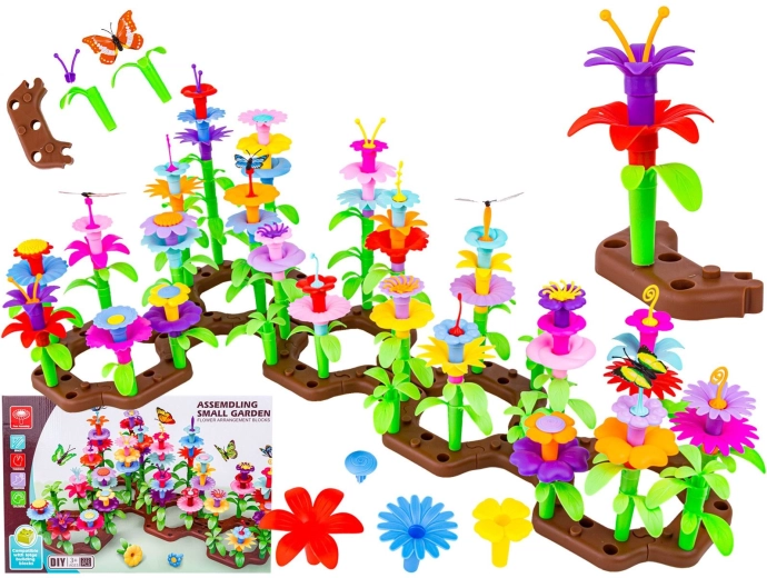 Constructiespeelgoed bloemen tuin (222 onderdelen)