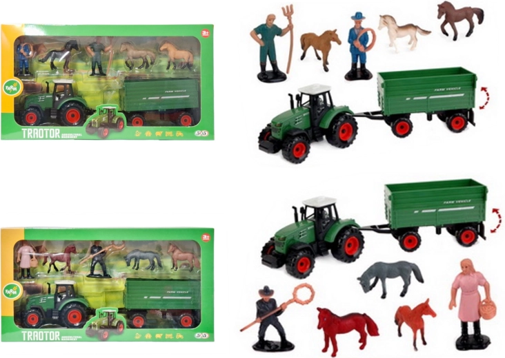 Boerderijset: tractor met aanhanger en accessoires