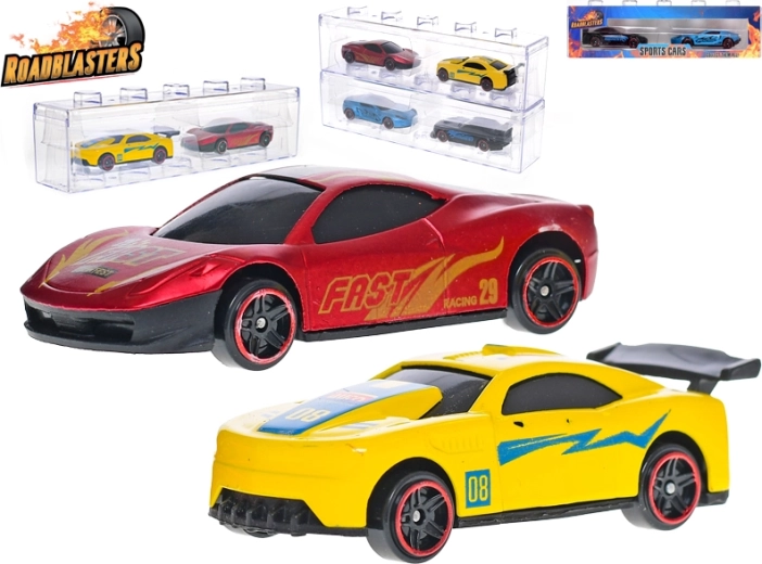 Roadblasters set van metalen raceautootjes 7 cm in doosje