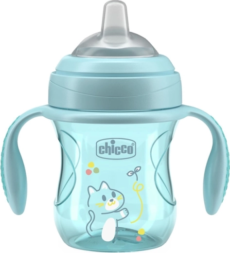 Chicco overgangsoefenbeker met handgrepen teal 200 ml, 4m+