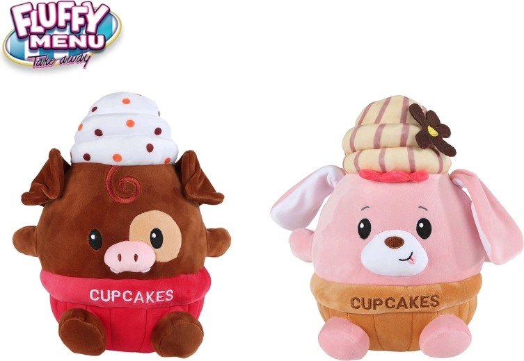 Pluchen diertje cupcake Fluffy Menu 27 cm