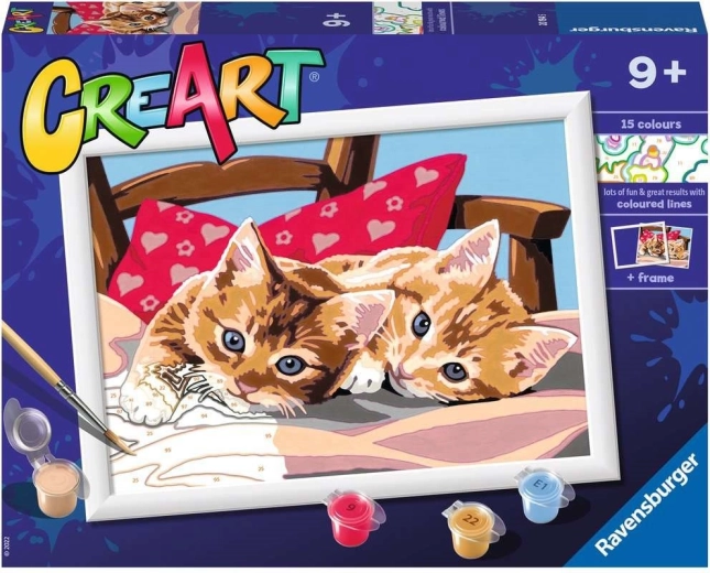 Ravensburger CreArt schilderen op nummer – twee knuffelige kittens (24 × 18 cm)