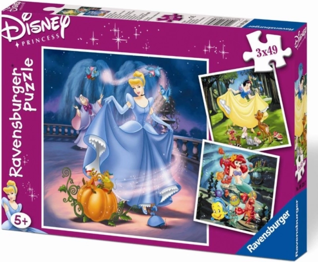 Ravensburger puzzel Disney prinsessen Sneeuwwitje, Assepoester en Ariel 3×49 stukjes