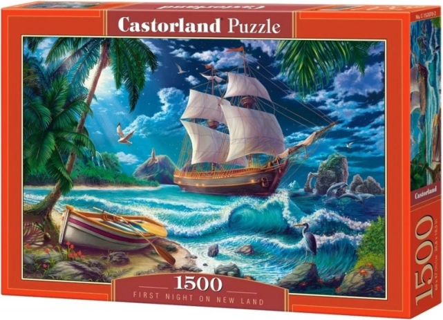 Puzzel 1500 stukjes – Schip en strand Eerste nacht Nieuw land
