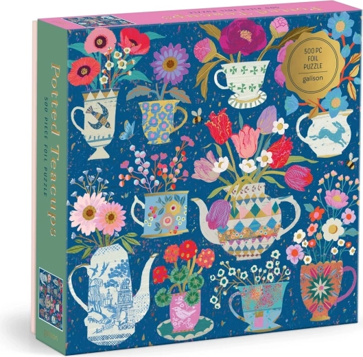 Galison foliepuzzel Victoria Ball – kopjes met bloemen, 500 stukjes