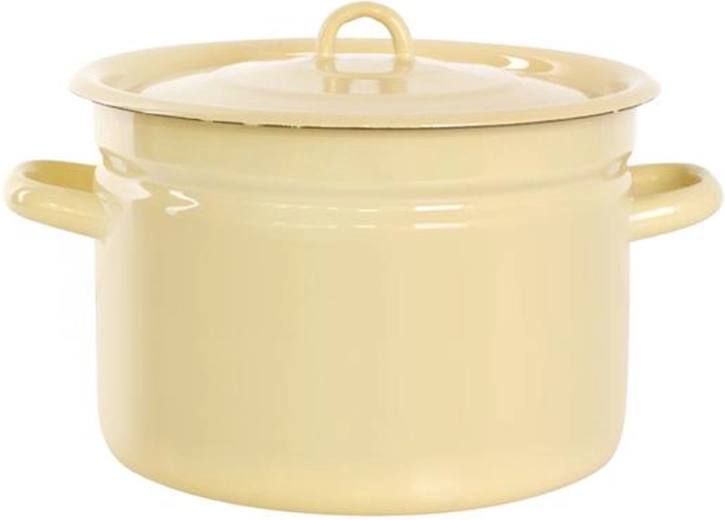 Gemailleerde braadpan met deksel 9 l, beige