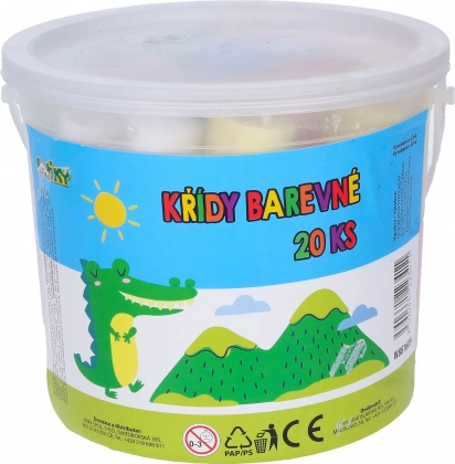 Ronde stoepkrijtjes 20 stuks in een emmer