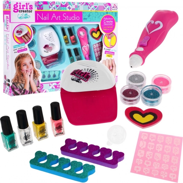 Nagelset voor kinderen 5+ GIRL'S CREATOR met nageldroger, glitterapparaat en accessoires