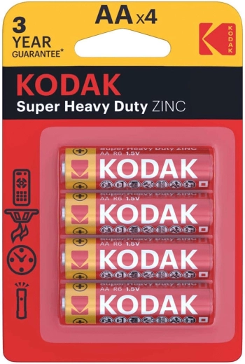 Kodak Heavy Duty zink-koolstof AA-batterijen (R6) – verpakking 4 stuks