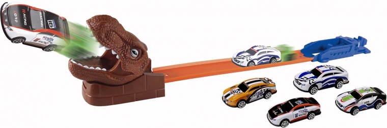 Lanceringbaan Dino met 4 metalen auto’s