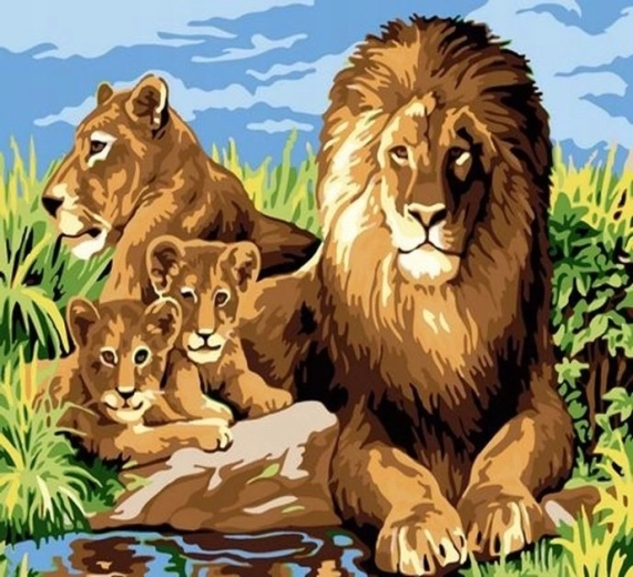 NORIMPEX Schilderen op nummer Leeuwenfamilie 40 × 50 cm