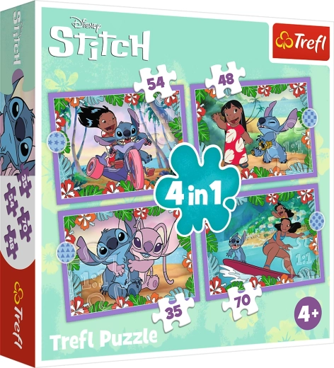 Puzzel Lilo & Stitch 4v1 Gekke dag Trefl