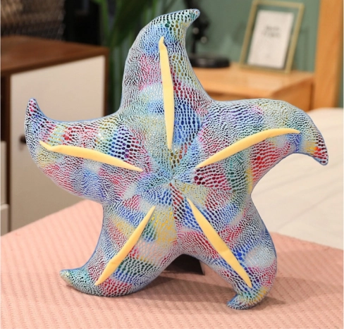 Pluche zeester blauw kussen 20 cm