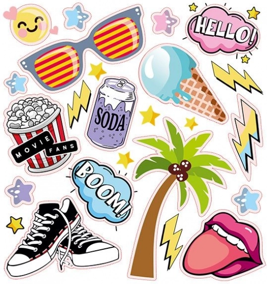 Opstrijkbare stickers Weekend