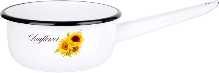 Steelpan 1,5 l met zonnebloemdecor, emaille