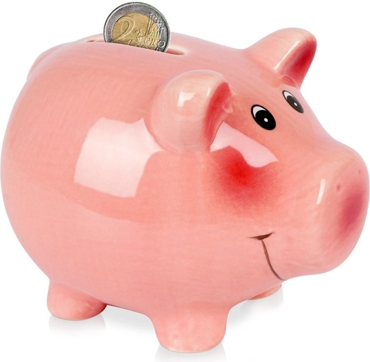 Keramische spaarpot in de vorm van een varkentje 12 cm