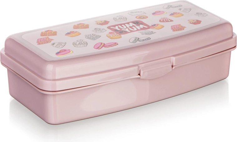 Roze lunchbox YUM met kliksluiting 20 × 9,5 × 5,5 cm