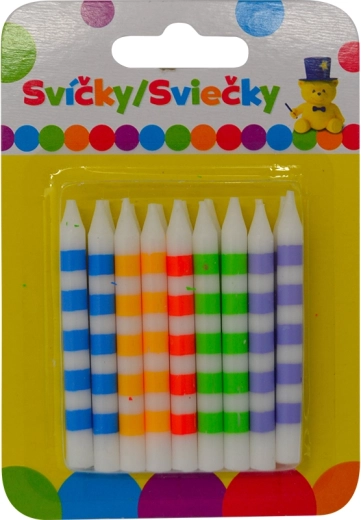 Gekleurde verjaardagskaarsjes met strepen, 18 stuks