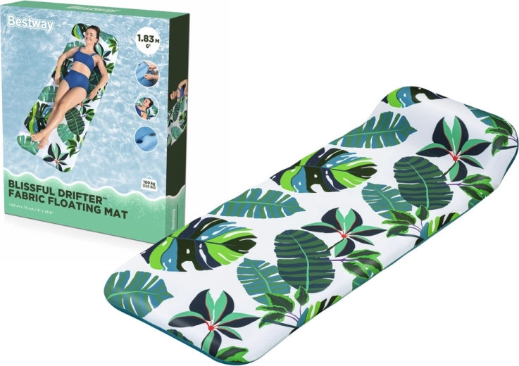 Opblaasbaar waterluchtbed met print van palmbladeren