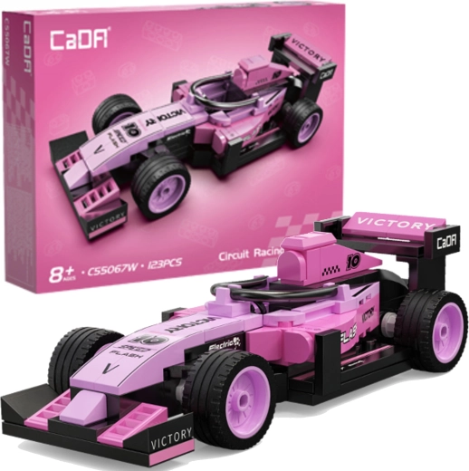 CaDA bouwset raceauto Circuit racing car pink (123 onderdelen)