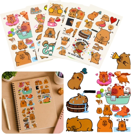 Set tijdelijke afwasbare kindertatoeages capibara (10 vellen)