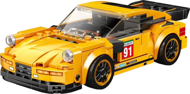 Bouwset auto geel 16,5 cm
