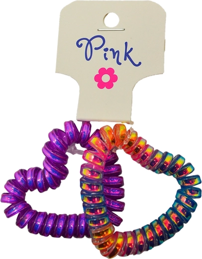 PINK haarelastiekjes in hartvorm, regenboog en paars (2 stuks)
