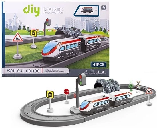 Kinder treinbaan met wagons, set van 41 onderdelen