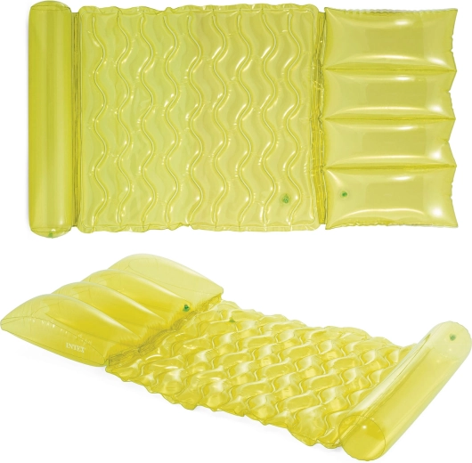 Opblaasbaar ligbed voor in het water limegroen INTEX 173 × 89 cm