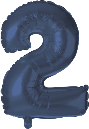Folieballon TORO cijfer 2, 30 cm, blauw