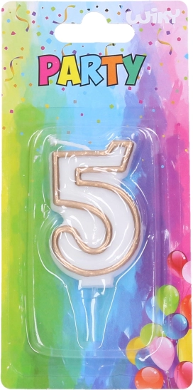 Feest kaars nummer 5 goud