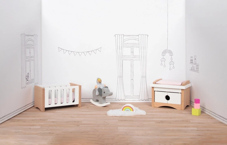 Meubelset voor de kinderkamer van een poppenhuis goki