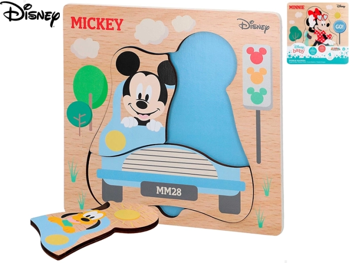 Houten puzzel DISNEY Mickey en Minnie voor de allerkleinsten (4 stukjes)