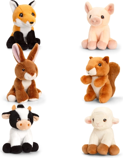 Keeleco verzamelbare boerderijdieren 14 cm – set van 6 knuffels