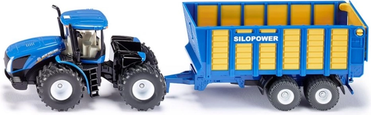 Siku tractor NEW HOLLAND met aanhanger 1:50
