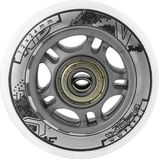 Set witte PU-wielen 72 × 24 mm met ABEC 7-lagers NILS EXTREME