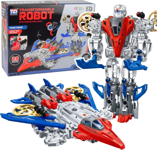 Transformerende robot en straaljager 2-in-1 met licht en geluid, 29 onderdelen