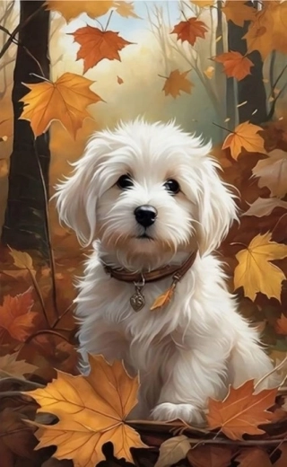 Norimpex Schilderen op nummer Maltese hond in de herfst 40 × 50 cm