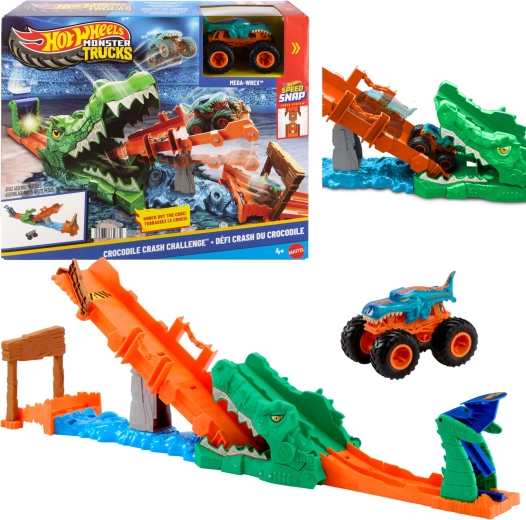 Hot Wheels Monster Trucks krokodillencascade-set met auto Mega Wrex