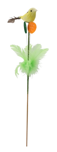 Paasdecoratie op prikker – vogeltje met veertjes 30 cm (mix kleuren)