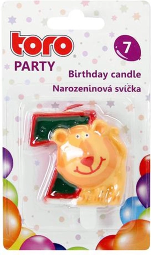 Taartkaars cijfer 7 met leeuw TORO 5 cm