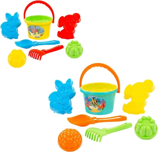 Kinderzandset met emmer en vormpjes - 1 stuk