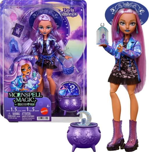 Monster High Moonspell High Layla Stone – modieuze pop 26 cm met accessoires