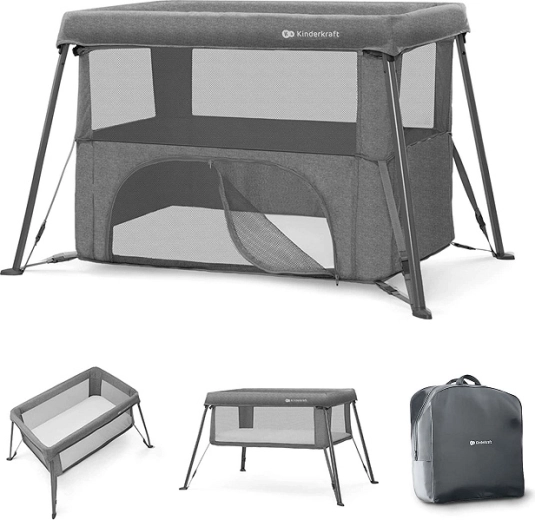 Kinderkraft Cami reisbedje en box 3-in-1 zwart