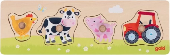 Houten inlegpuzzel boerderij GOKI